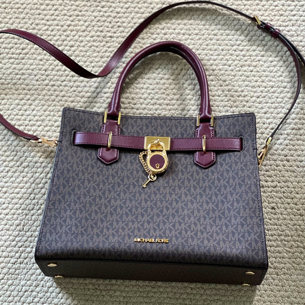 Michael Kors Hamilton Md Satchel Crossbody Merlot